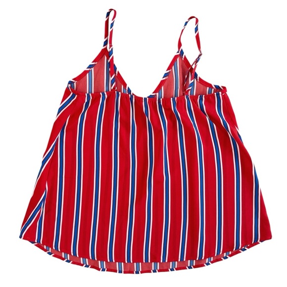 Vintage spaghetti strap top Striped Red white Blue Women's Top made in USA S 872 - Picture 8 of 10